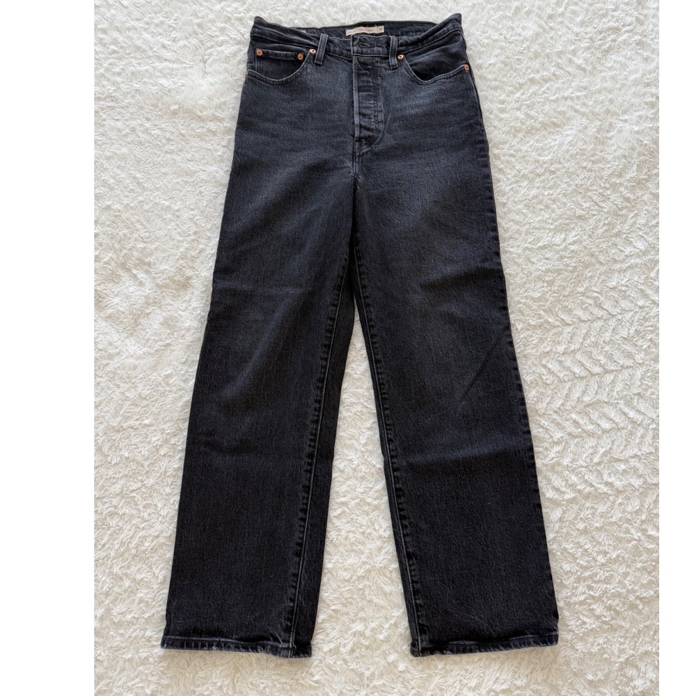 Levi's Jeans Womens 28 Ribcage Straight Ankle Black Denim Excellent
